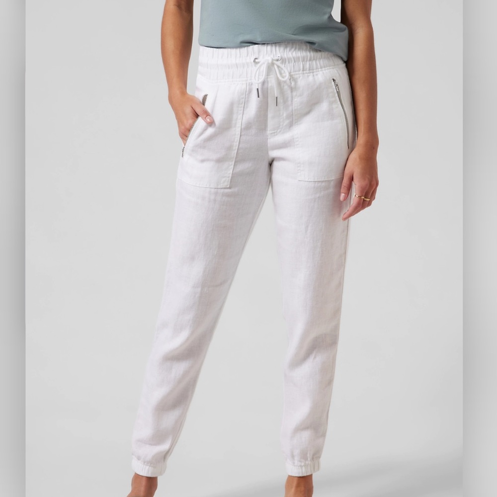 Athleta White Cabo Linen Joggers Size 0